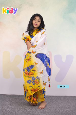 New Arrivals bs 04 হাফ সিল্ক প্রিন্ট রেডি শাড়ি