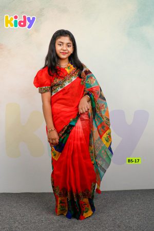 New Arrivals bs 17 হাফ সিল্ক প্রিন্ট রেডি লেহেঙ্গা শাড়ি